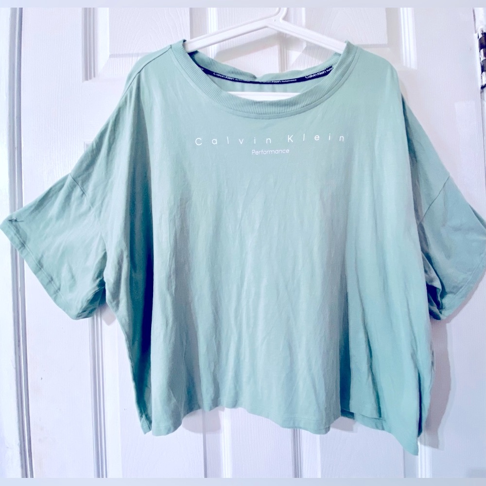 Calvin Klein Performance Women's Logo Cropped T-Shirt Green XXL On Sale